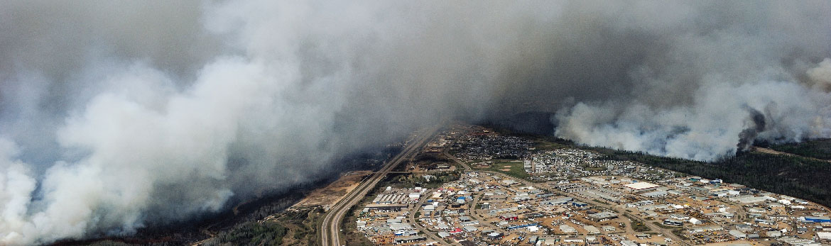 Aerial photo of the wildfires in Alberta.